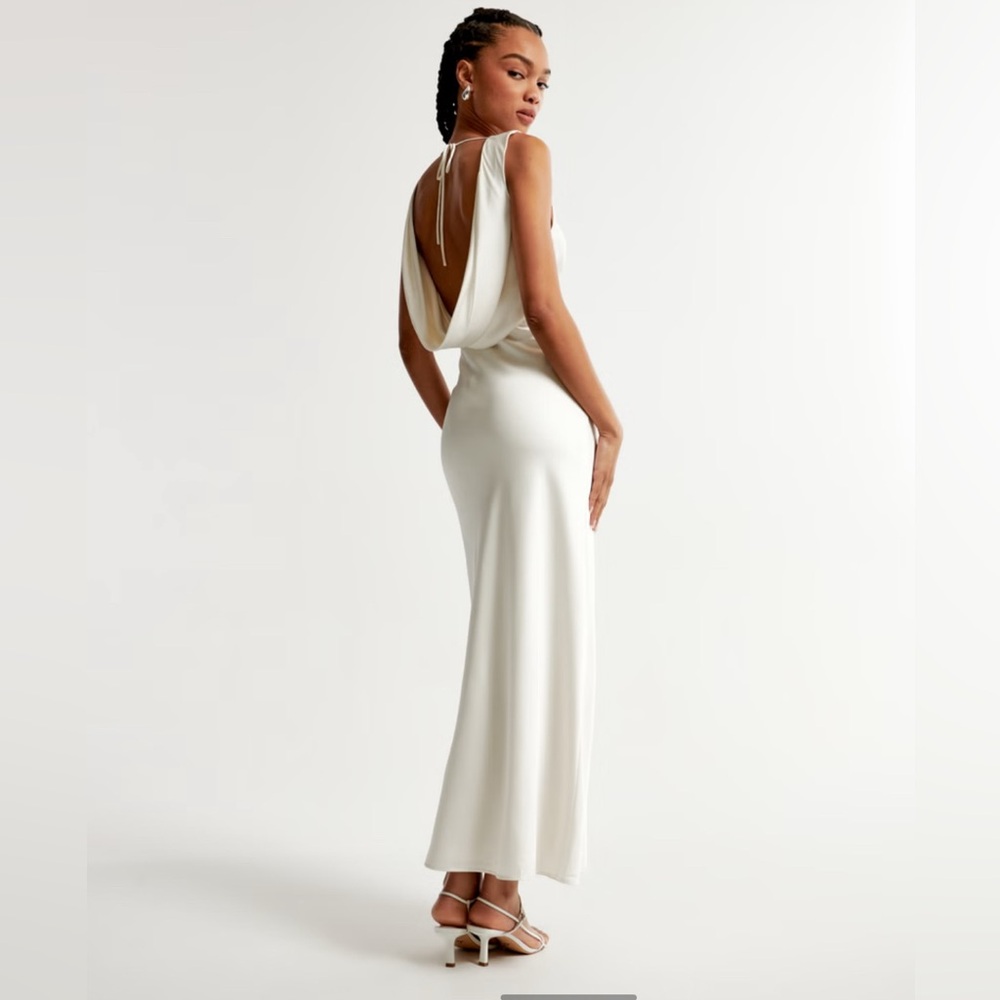 Plunge Cowl Back Maxi Dress